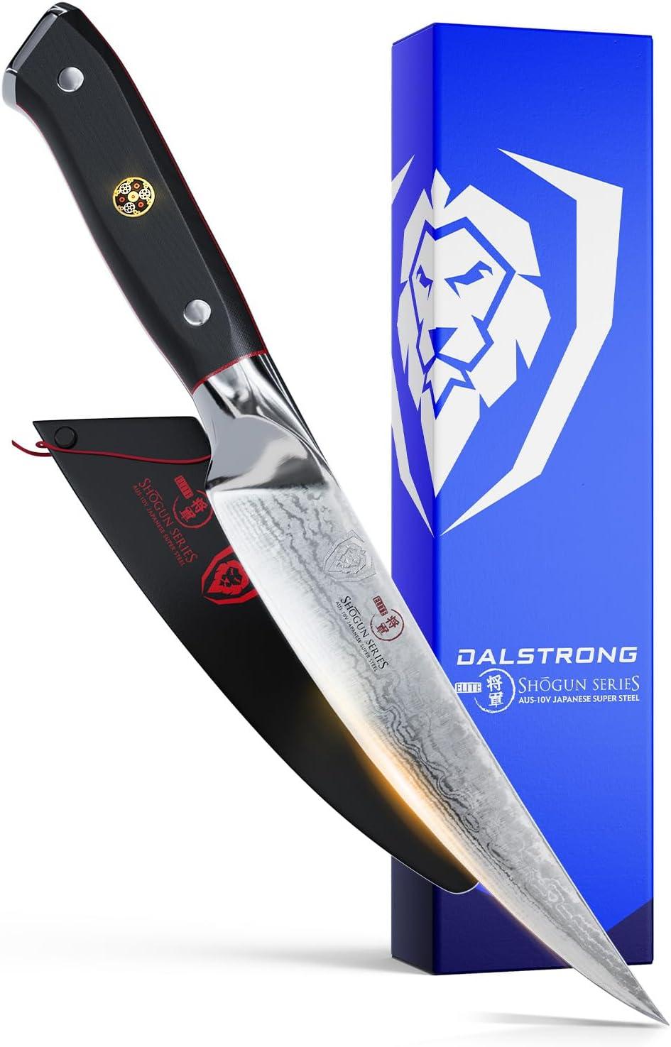 image:imageDALSTRONG Boning Knife 8 inch Shogun Series ELITE Damascus AUS10V Japanese Super Steel Fillet Knife Gift Meat Cutting Carving Bone Trimming Deboning Black G10 Handle Sheath IncludedBlack