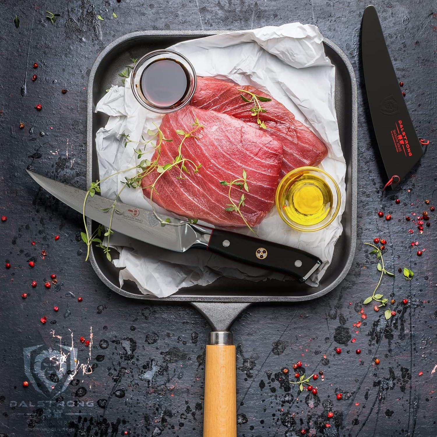 image:imageDALSTRONG Boning Knife 8 inch Shogun Series ELITE Damascus AUS10V Japanese Super Steel Fillet Knife Gift Meat Cutting Carving Bone Trimming Deboning Black G10 Handle Sheath IncludedBlack