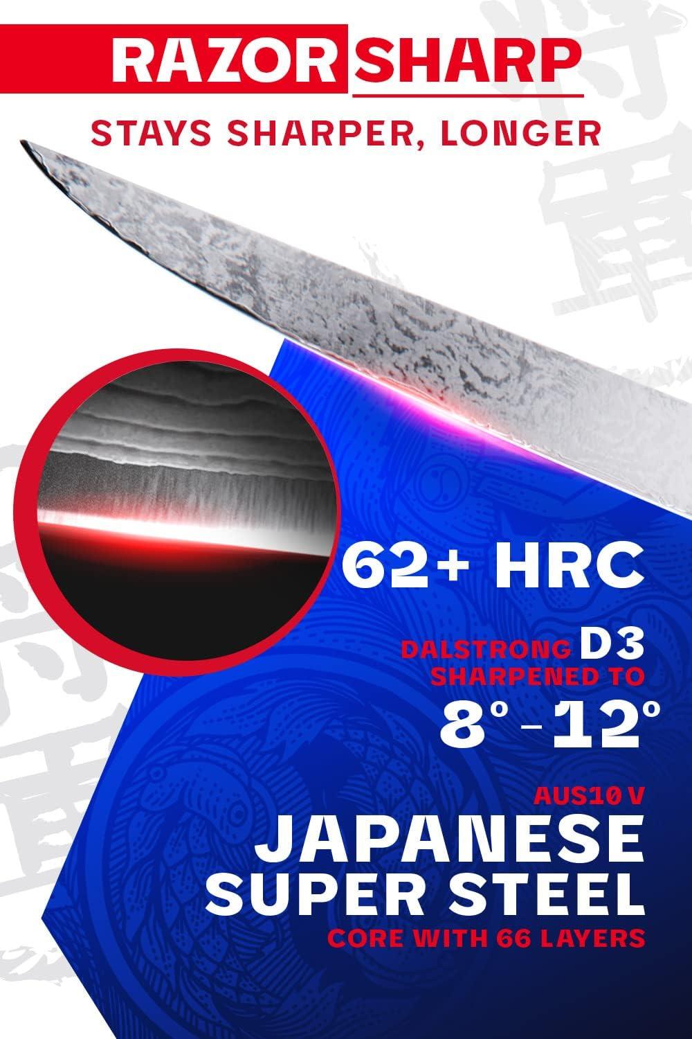 image:imageDALSTRONG Boning Knife 8 inch Shogun Series ELITE Damascus AUS10V Japanese Super Steel Fillet Knife Gift Meat Cutting Carving Bone Trimming Deboning Black G10 Handle Sheath IncludedBlack