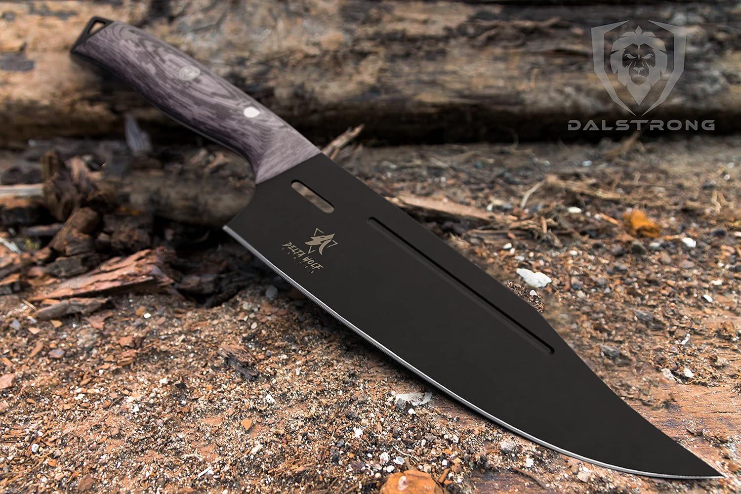 image:imageDalstrong Chef Knife 8 inch Delta Wolf Series Knife UltraThin amp Zero Friction Blade HC Steel Chefs Knife Black Titanium Nitride Coating G10 Camo Handle Leather Sheath8 inch
