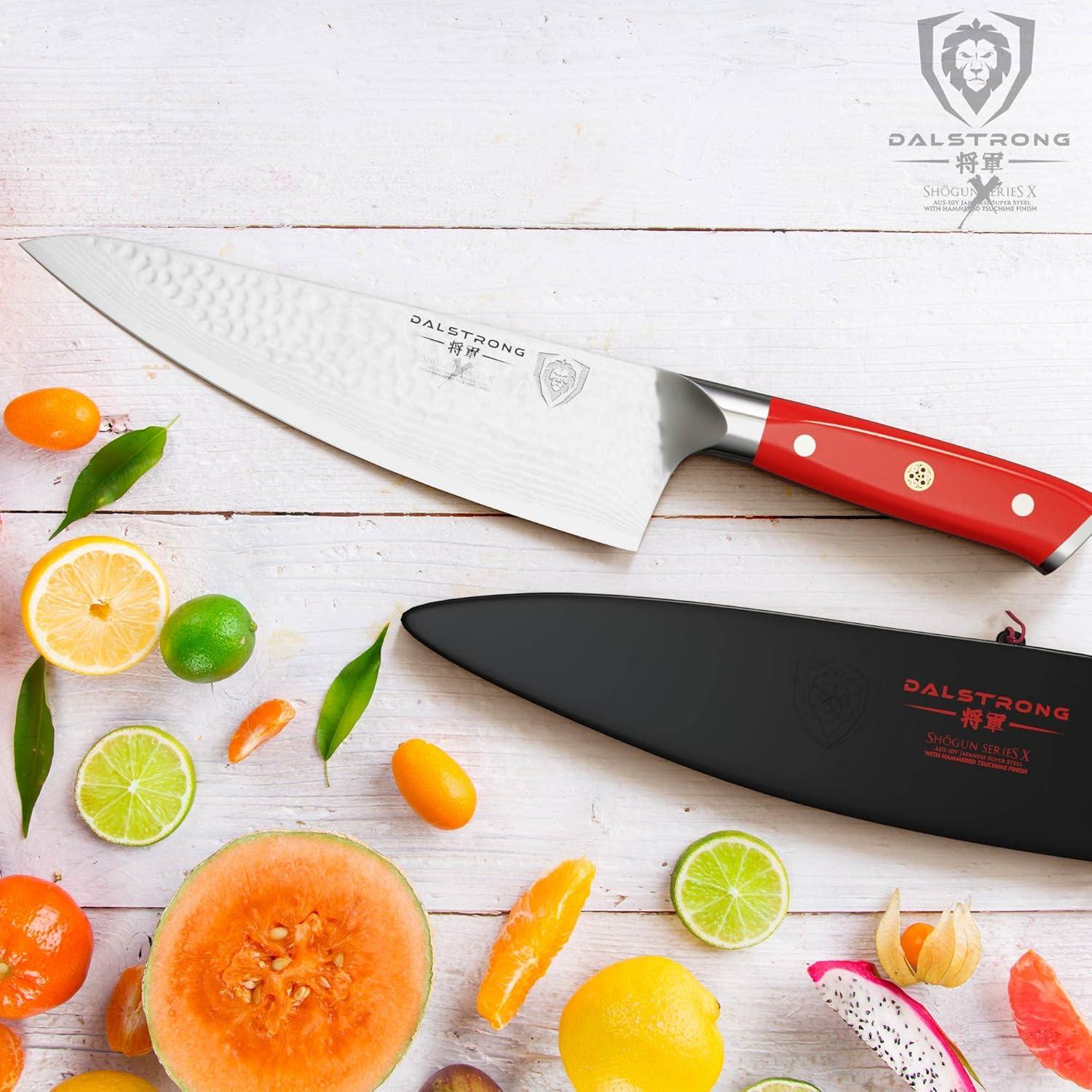 image:imageDalstrong Chef Knife 8 inch Blade AUS10V Japanese Steel Full Tang Black G10 Handle Chefs Knife Shogun Series ELITE Razor Sharp Kitchen Professional Premium SheathCrimson Red