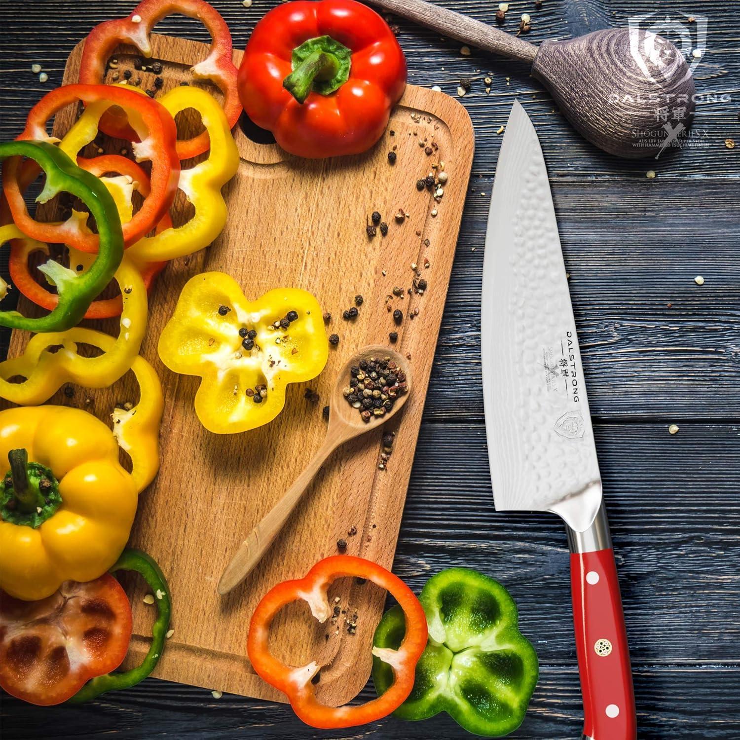 image:imageDalstrong Chef Knife 8 inch Blade AUS10V Japanese Steel Full Tang Black G10 Handle Chefs Knife Shogun Series ELITE Razor Sharp Kitchen Professional Premium SheathCrimson Red