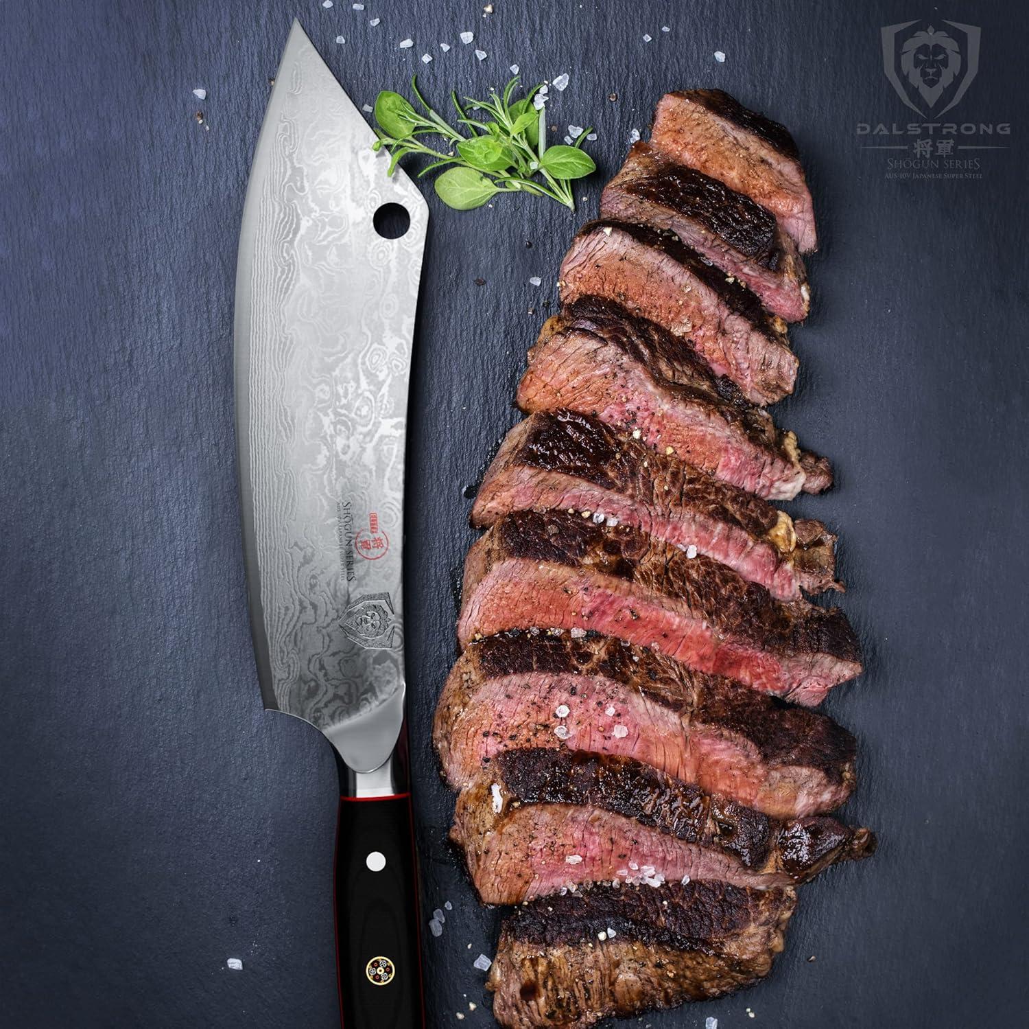 image:imageDalstrong Hybrid Cleaver amp Chef Knife 12 inch ExtraLong Blade Shogun Series ELITE The Crixus Japanese AUS10V Super Steel Kitchen Knife Black Handle Razor Sharp Knife wSheath8 Chef Knife The Crixus Cleaver Hybrid
