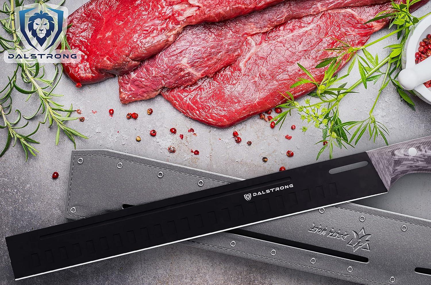 image:imageDalstrong Slicing Knife 12 inch Delta Wolf Series Knife UltraThin amp Zero Friction Blade HC 9CR18MOV Steel Black Titanium Nitride Coating Carving Knife G10 Camo Handle Leather SheathSlicer