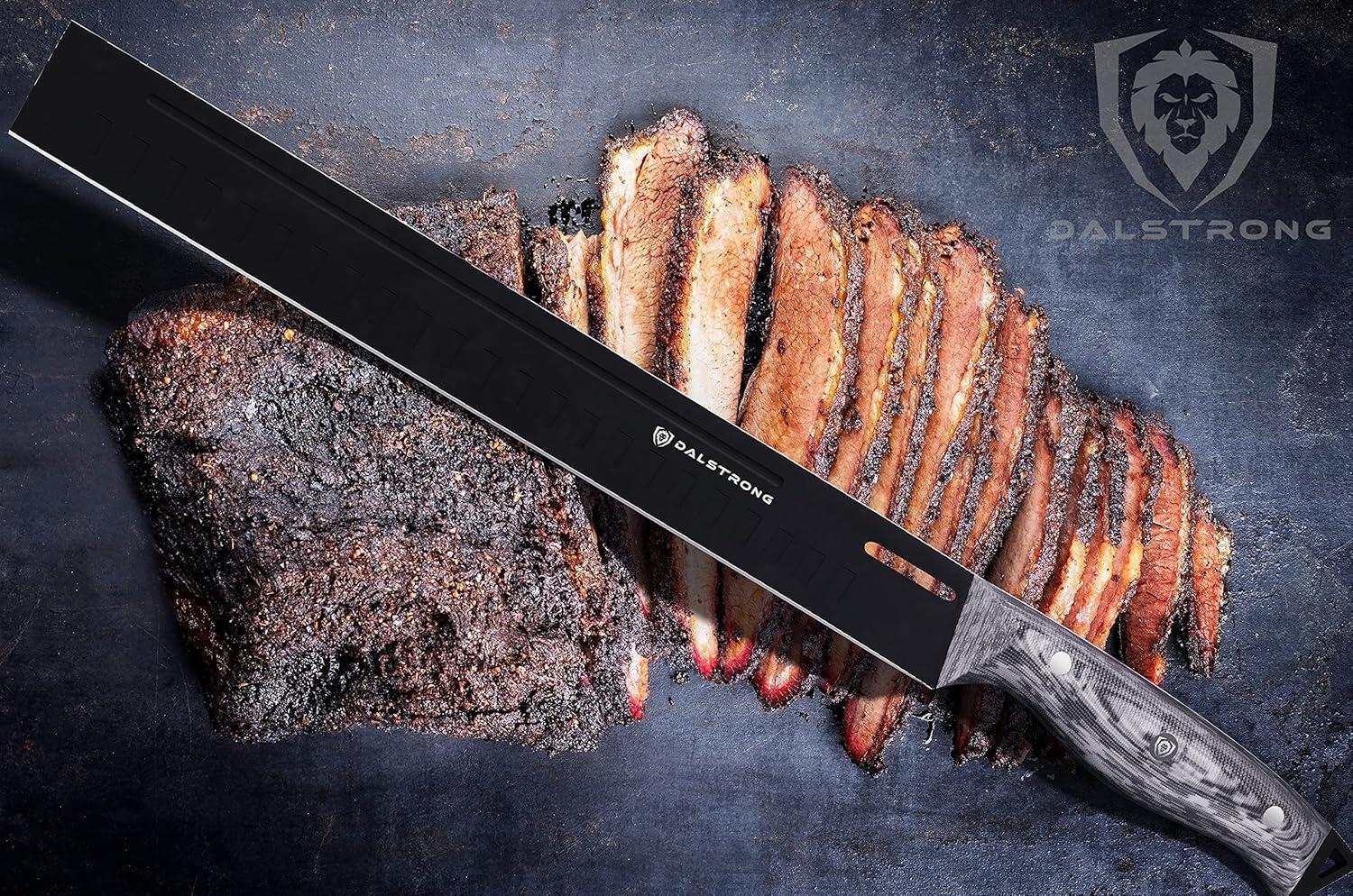 image:imageDalstrong Slicing Knife 12 inch Delta Wolf Series Knife UltraThin amp Zero Friction Blade HC 9CR18MOV Steel Black Titanium Nitride Coating Carving Knife G10 Camo Handle Leather SheathSlicer