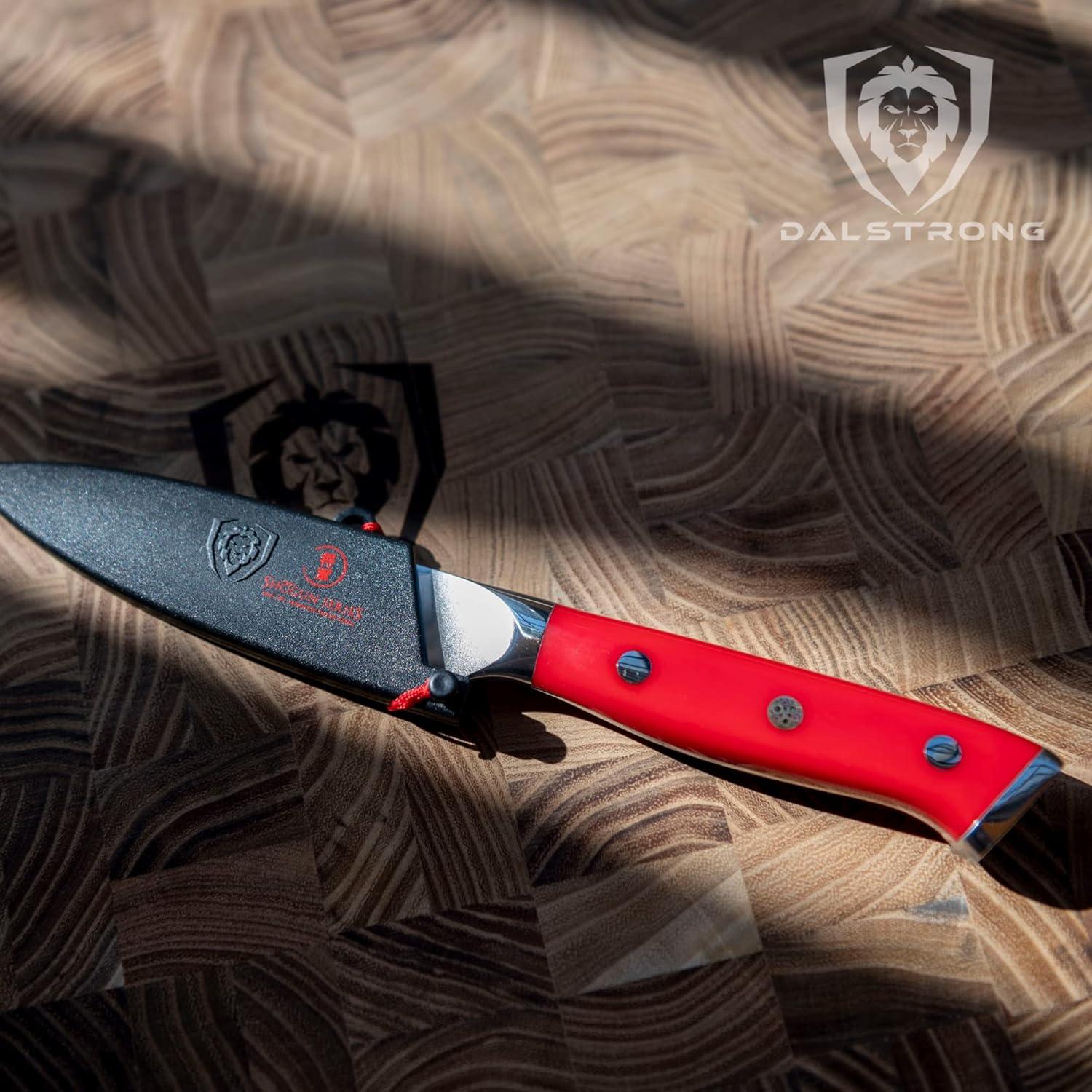 image:imageDalstrong Tourne Peeling Paring Knife 3 inch Birds Beak Shogun Series ELITE Damascus Japanese Super Steel Vacuum Treated Sheath IncludedRed