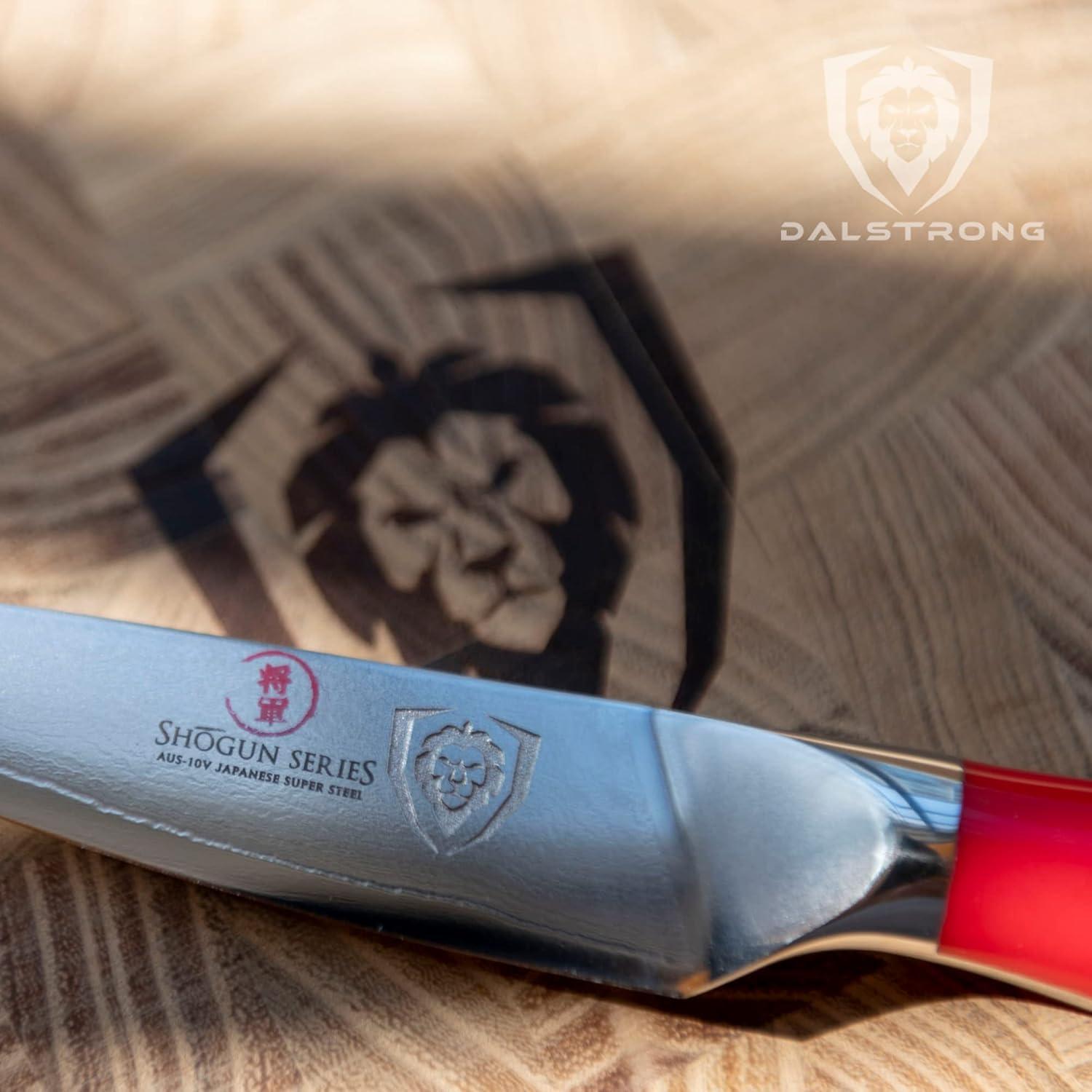 image:imageDalstrong Tourne Peeling Paring Knife 3 inch Birds Beak Shogun Series ELITE Damascus Japanese Super Steel Vacuum Treated Sheath IncludedRed
