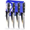 Dalstrong Non Serrated Steak Knives Set of 4-5 inch Straight Blade Steak Knife Set – Sheaths – AUS-10V Japanese Steel – Black G10 Handle – Shogun Series Elite – Dinner Set Cuchillos para Carne