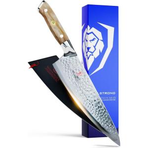 Dalstrong Chef Knife – 8 inch Blade – AUS-10V Japanese Steel – Full Tang – Black G10 Handle – Chef’s Knife – Shogun Series ELITE – Razor Sharp Kitchen – Professional Premium Sheath(Olive)