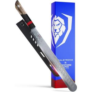Dalstrong Slicing Knife – 12 inch Slicer – Firestorm Alpha Series – Premium 10Cr15CoMoV High-Carbon Steel Carving Knife – Traditional Japanese Wa Stabilized Wood & Resin Handle Kitchen Knife – Sheath(12″ Slicing Knife)