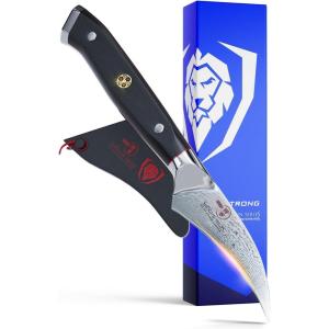 Dalstrong Tourne Peeling Paring Knife – 3 inch Bird’s Beak – Shogun Series ELITE – Damascus – Japanese Super Steel – Vacuum Treated – Sheath Included(Black)