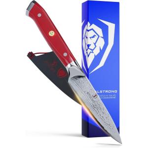 Dalstrong Tourne Peeling Paring Knife – 3 inch Bird’s Beak – Shogun Series ELITE – Damascus – Japanese Super Steel – Vacuum Treated – Sheath Included(Red)