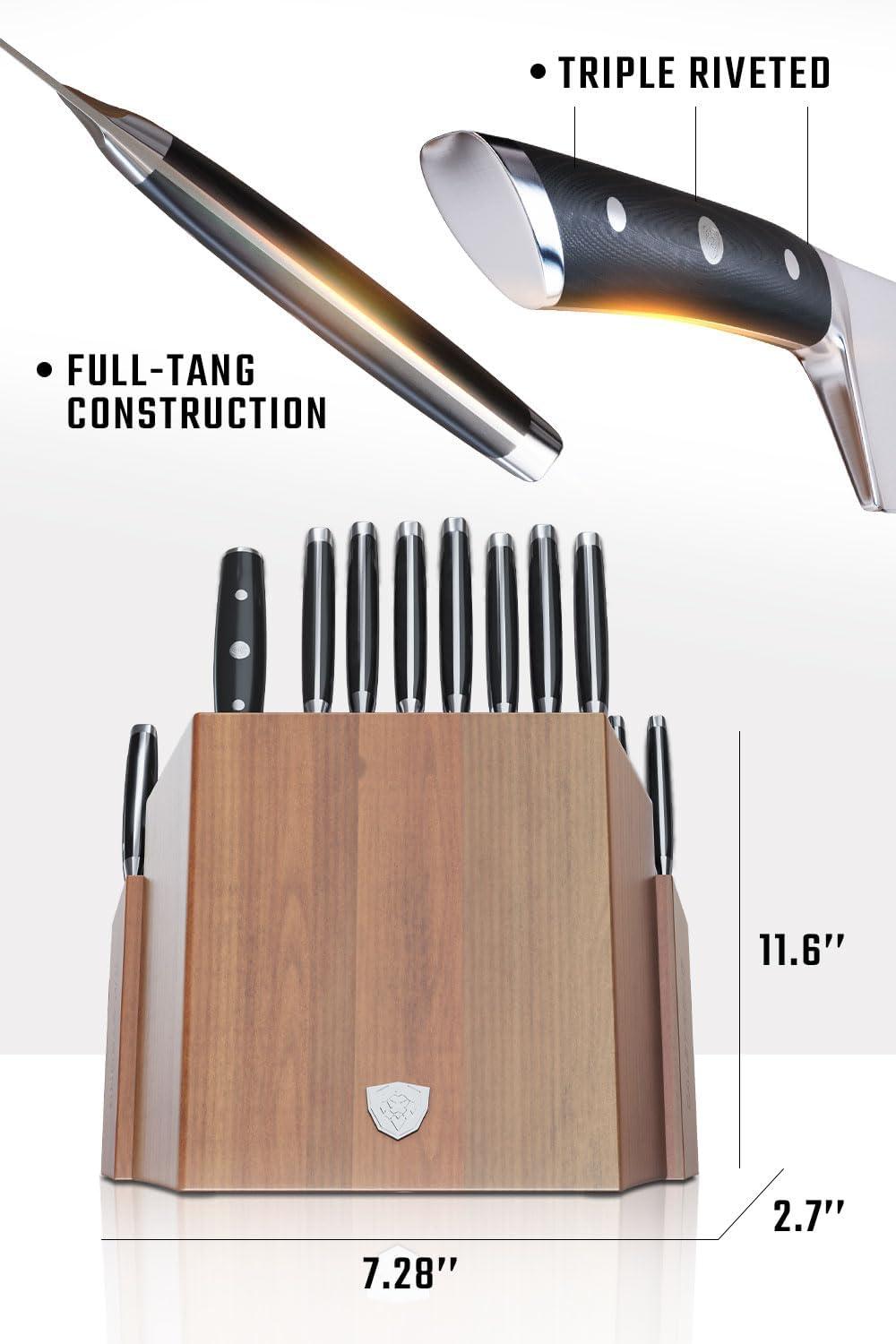 image:imageDalstrong 18Piece Kitchen Knife Set Block High Carbon German Steel Full Tang Acacia Wood Knife Block Set Black Handles ABS Gladiator Series Professional NSF Knives set for Kitchen CuchillosBlack