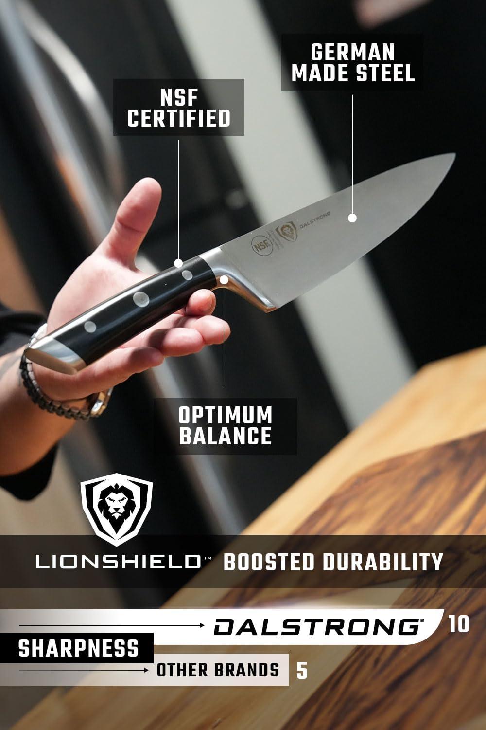 image:imageDalstrong 18Piece Kitchen Knife Set Block High Carbon German Steel Full Tang Acacia Wood Knife Block Set Black Handles ABS Gladiator Series Professional NSF Knives set for Kitchen CuchillosBlack