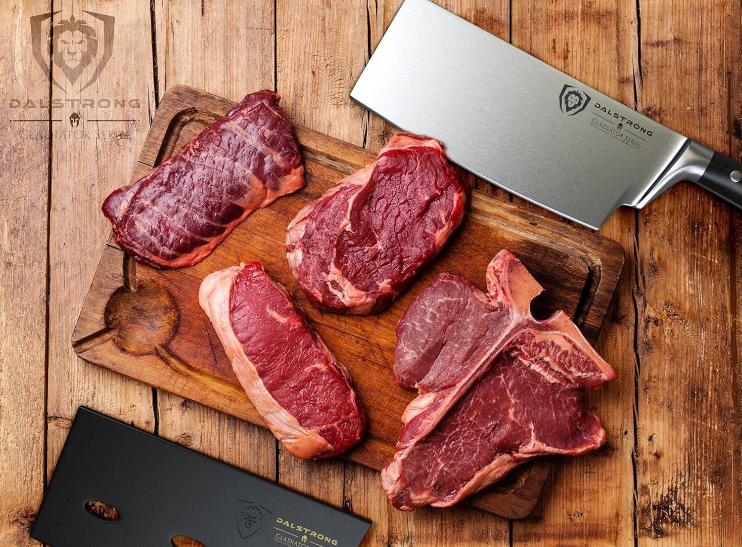 image:imageDalstrong 7 Butcher Meat Cleaver KnifeGladiator SeriesRazor Sharp Forged High Carbon German Steel Giftable Kitchen Knife Black HandlewSheath NSF Certified7 Cleaver