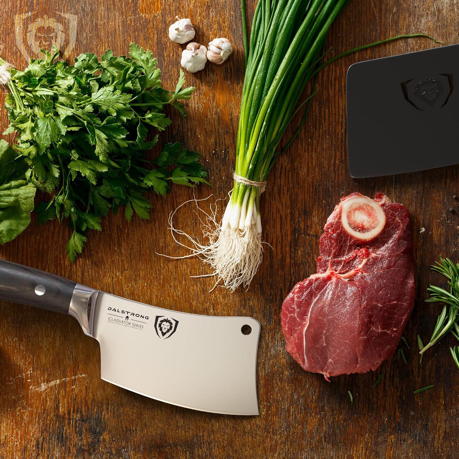 image:imageDalstrong 7 Butcher Meat Cleaver KnifeGladiator SeriesRazor Sharp Forged High Carbon German Steel Giftable Kitchen Knife Black HandlewSheath NSF Certified45 Cleaver