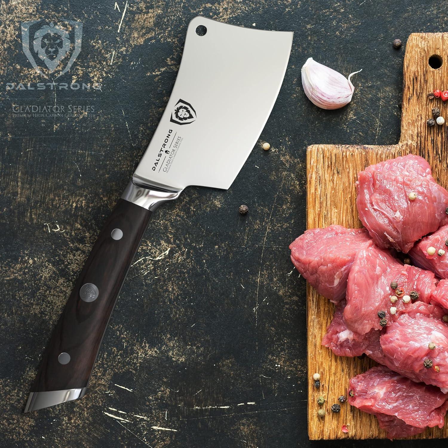 image:imageDalstrong 7 Butcher Meat Cleaver KnifeGladiator SeriesRazor Sharp Forged High Carbon German Steel Giftable Kitchen Knife Black HandlewSheath NSF Certified45 Cleaver