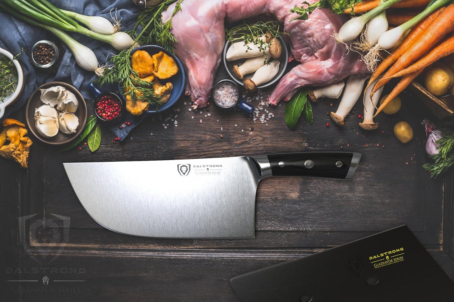 image:imageDalstrong 7 Butcher Meat Cleaver KnifeGladiator SeriesRazor Sharp Forged High Carbon German Steel Giftable Kitchen Knife Black HandlewSheath NSF Certified9 Ravager Cleaver