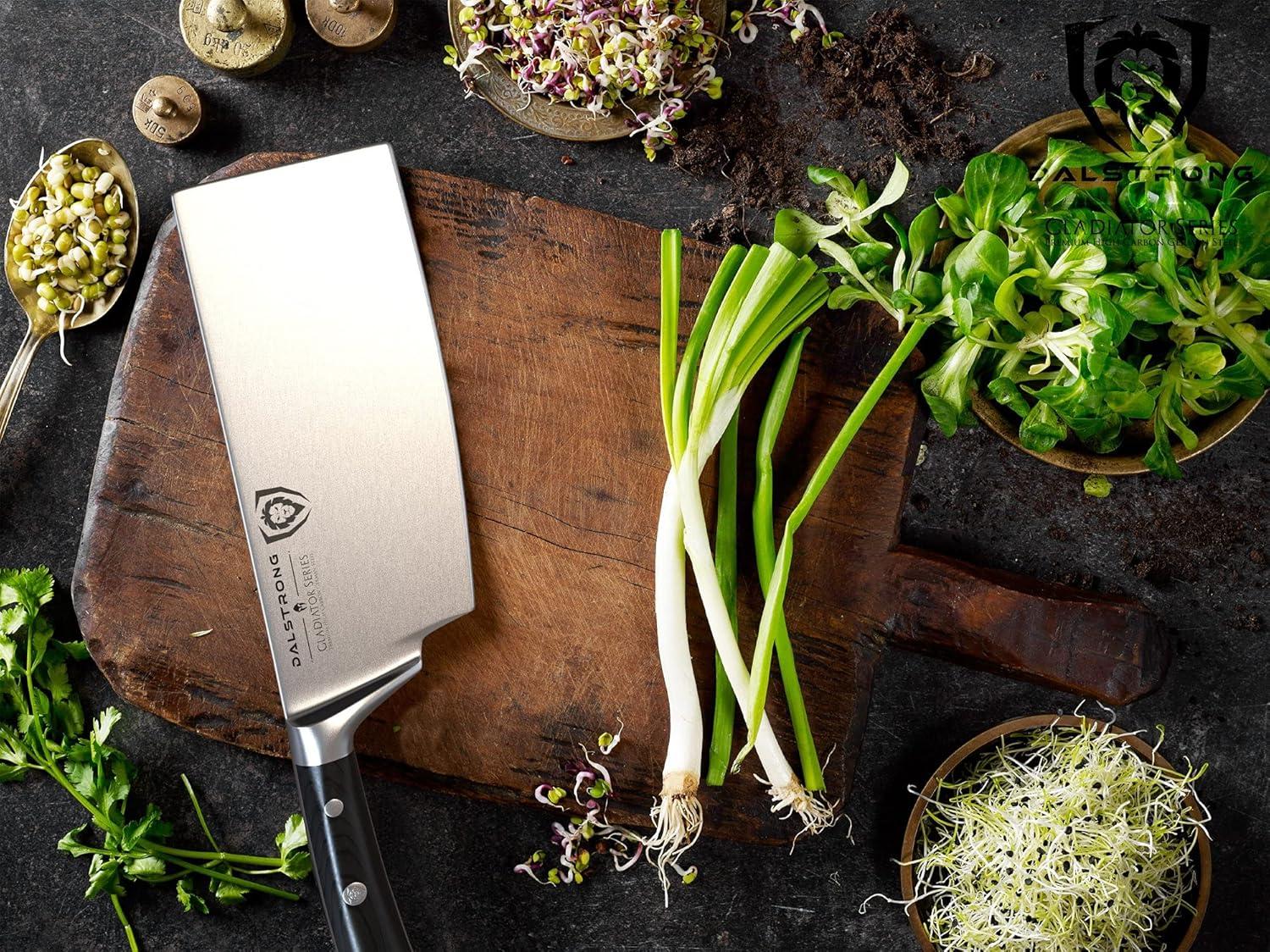 image:imageDalstrong 7 Butcher Meat Cleaver KnifeGladiator SeriesRazor Sharp Forged High Carbon German Steel Giftable Kitchen Knife Black HandlewSheath NSF Certified7 Cleaver