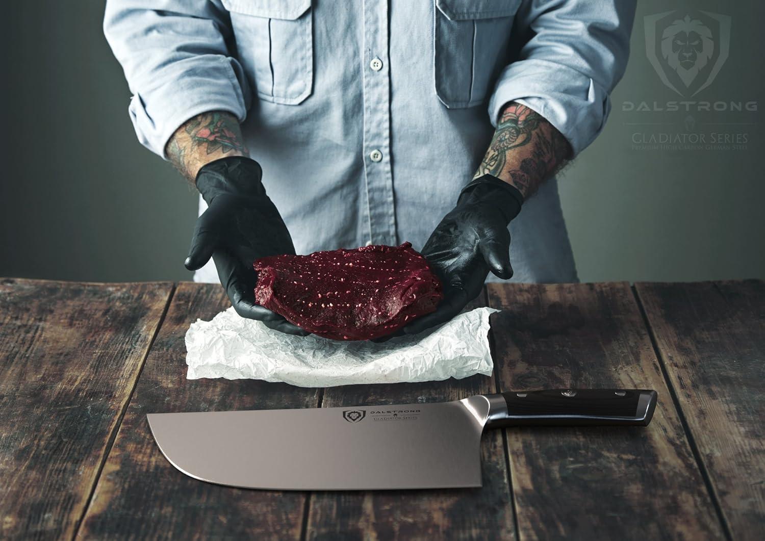 image:imageDalstrong 7 Butcher Meat Cleaver KnifeGladiator SeriesRazor Sharp Forged High Carbon German Steel Giftable Kitchen Knife Black HandlewSheath NSF Certified9 Ravager Cleaver