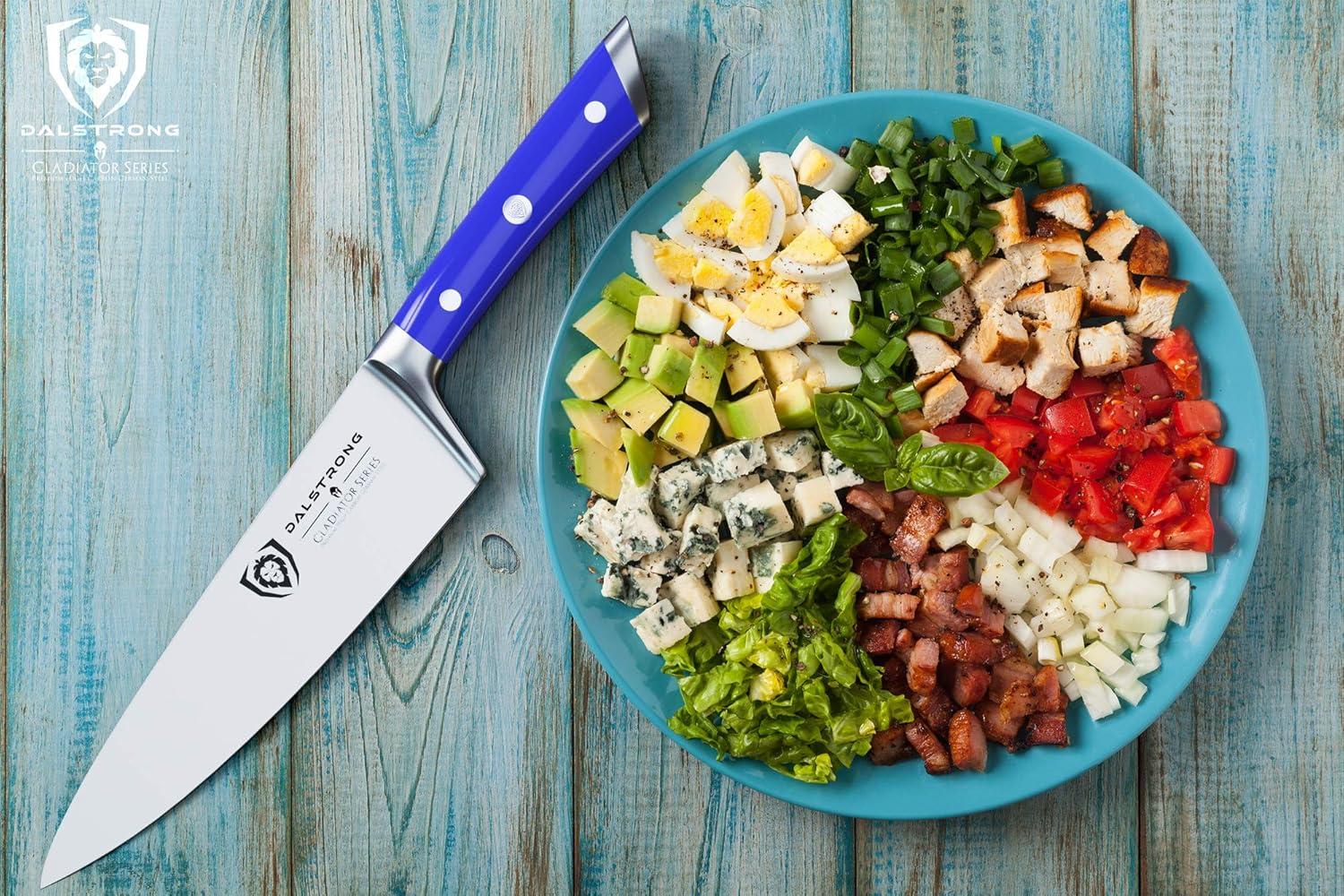 image:imageDalstrong Chef Knife 8 inch Blade Forged HC German Steel Chefs Knife Full Tang Black G10 Handle Gladiator Series ELITE Razor Sharp Kitchen Professional Sheath NSF CertifiedDalstrong Blue