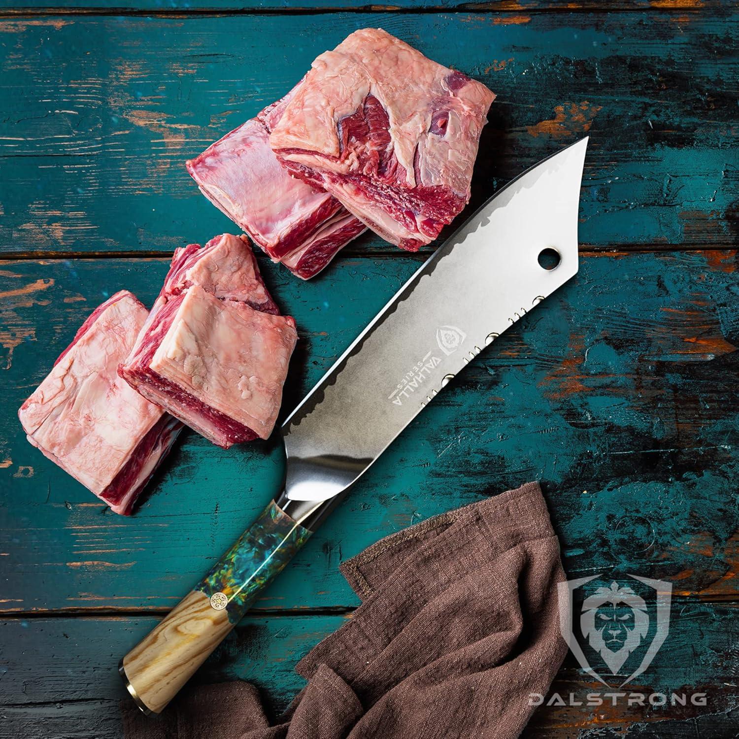 image:imageDalstrong Chef amp Cleaver Hybrid Knife The Crixus 8 inch Valhalla Series 9CR18MOV HC Steel Celestial Resin amp Wood Handle Razor Sharp Chefs Knife wLeather SheathCelestial
