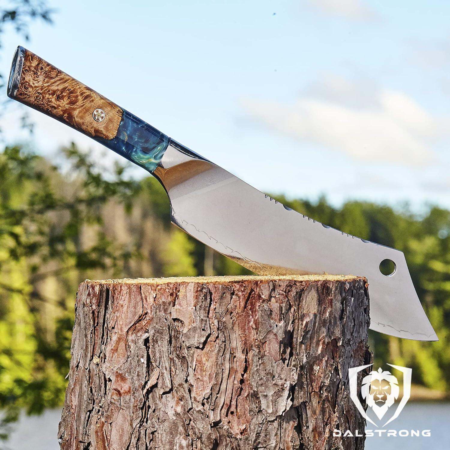 image:imageDalstrong Chef amp Cleaver Hybrid Knife The Crixus 8 inch Valhalla Series 9CR18MOV HC Steel Celestial Resin amp Wood Handle Razor Sharp Chefs Knife wLeather SheathCelestial