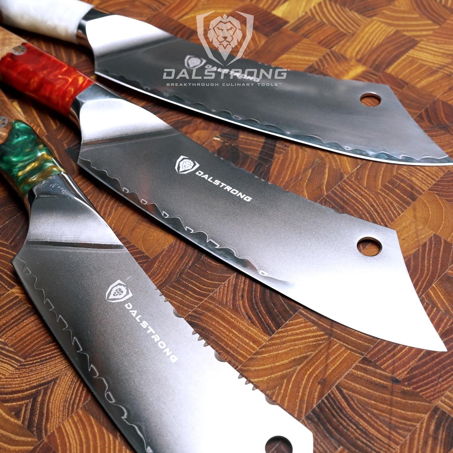 image:imageDalstrong Chef amp Cleaver Hybrid Knife The Crixus 8 inch Valhalla Series 9CR18MOV HC Steel Celestial Resin amp Wood Handle Razor Sharp Chefs Knife wLeather SheathRed