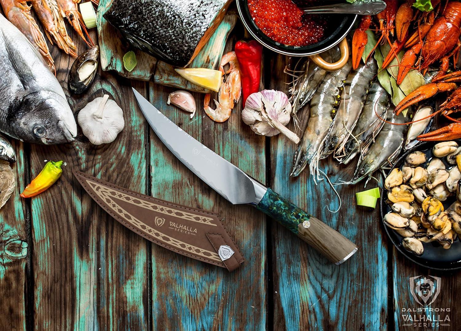 image:imageDalstrong Fillet Knife 65 inch Valhalla Series 9CR18MOV HC Steel Celestial Resin amp Wood Handle Gift Kitchen Knife Meat Cutting Carving Bone Deboning Boning Leather Sheath65 Fillet