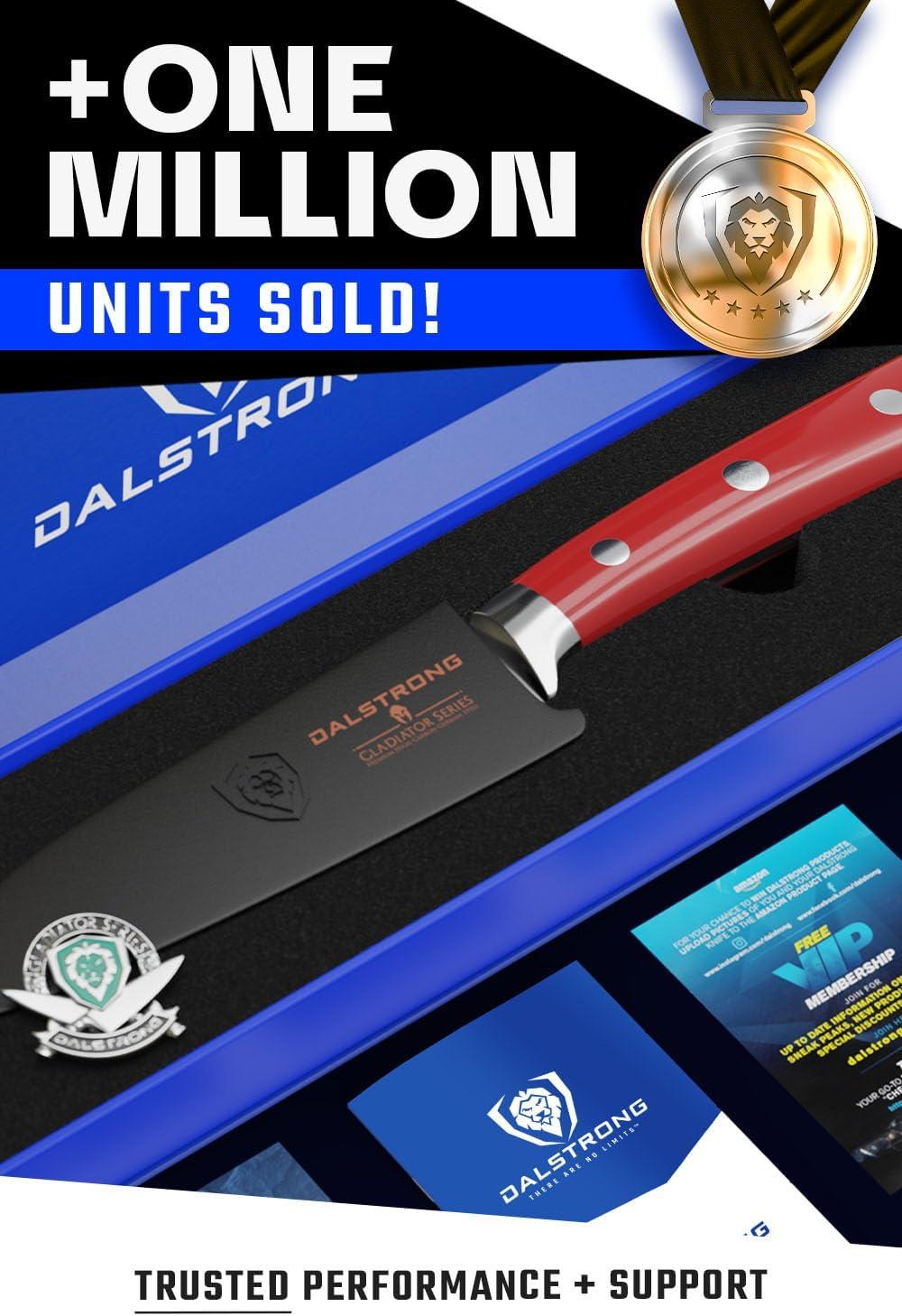 image:imageDalstrong Paring Knife 35 inch Forged HighCarbon German Steel Black G10 Handle Sheath Small Knife Fruit Vegetable Cutting Knife Gladiator Series Elite Razor Sharp Kitchen Knife NSFRed ABS Handle