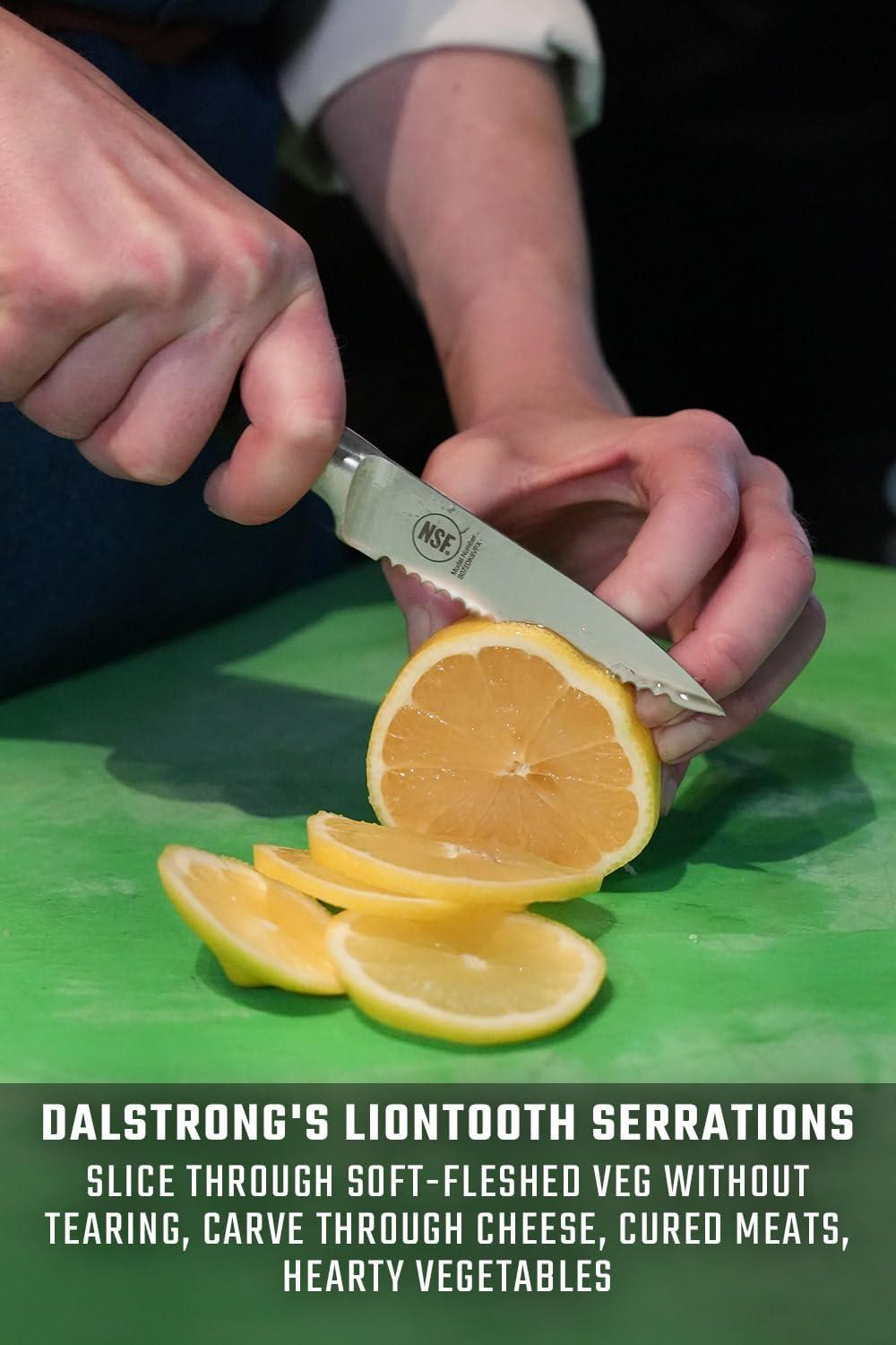 image:imageDalstrong Paring Knife 35 inch Forged HighCarbon German Steel Black G10 Handle Sheath Small Knife Fruit Vegetable Cutting Knife Gladiator Series Elite Razor Sharp Kitchen Knife NSFBlack G10 Handle