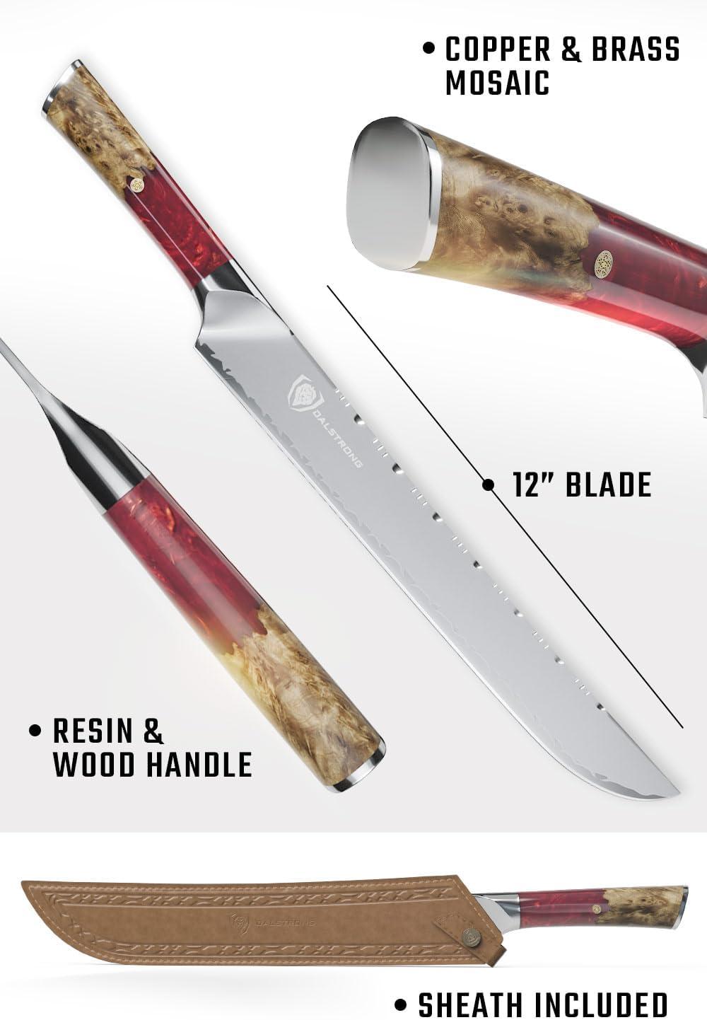 image:imageDalstrong Slicing Knife 12 Inch Slicer Valhalla Series 9CR18MOV HC Steel Red Resin amp Wood Handle Razor Sharp Carving BBQ Brisket With LeatherRed