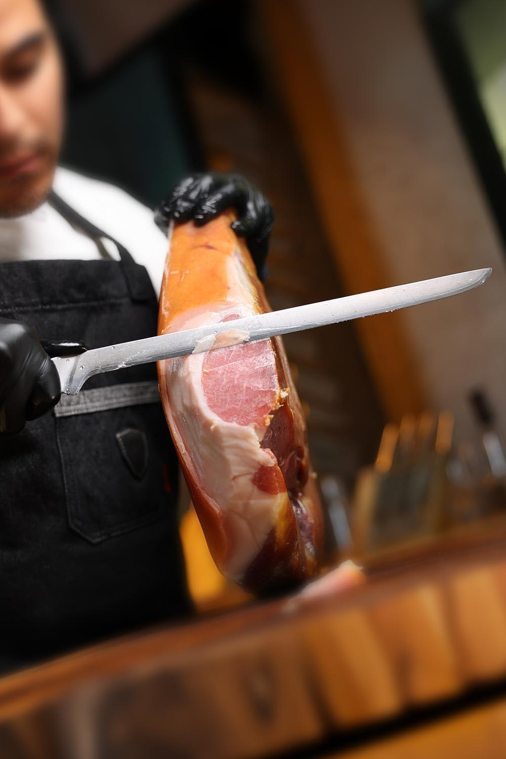 image:imageDalstrong Spanish Style Meat amp Ham Slicer 12 inch Gladiator Series Elite German High Carbon Steel wSheath NSF Certified