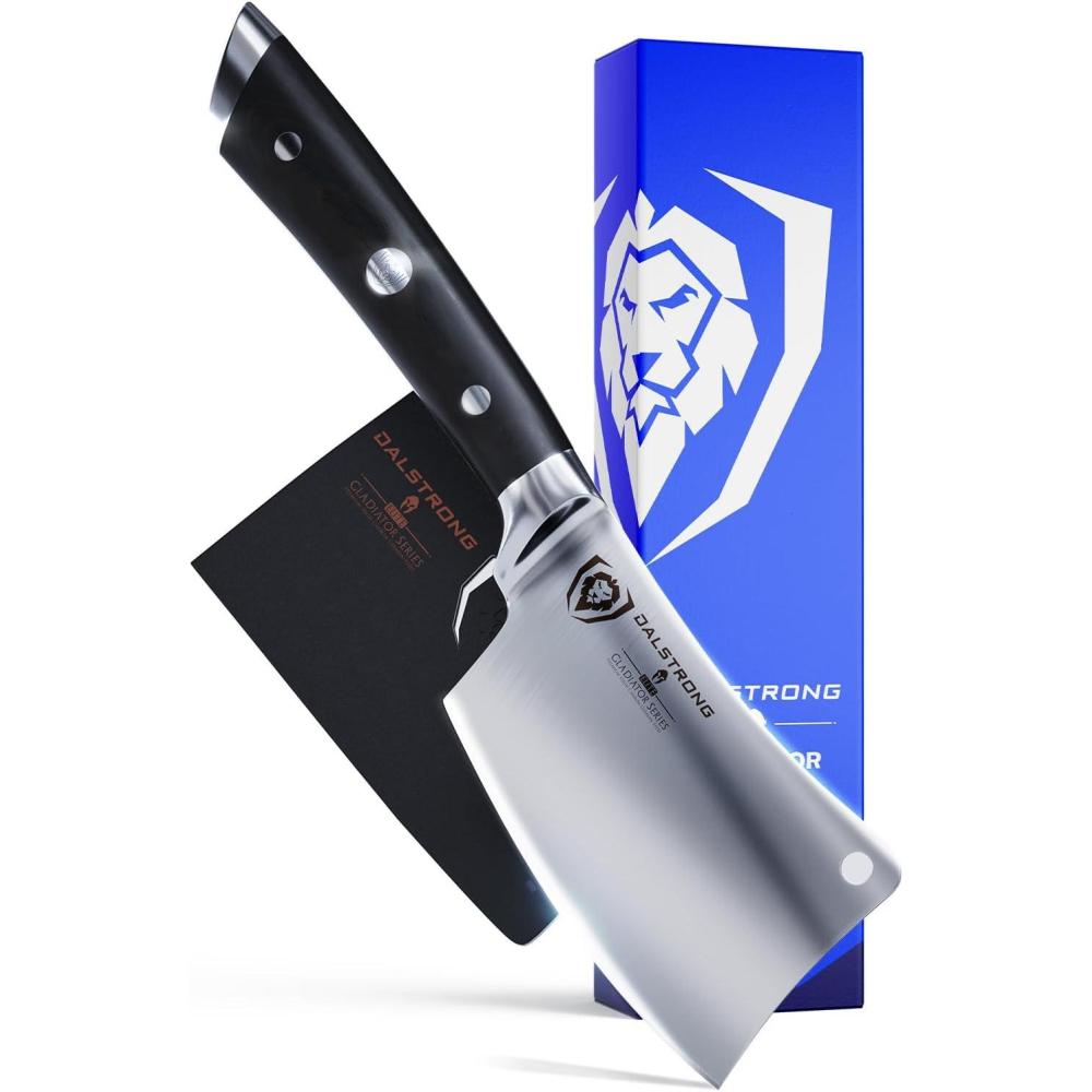 image:imageDalstrong 7 Butcher Meat Cleaver KnifeGladiator SeriesRazor Sharp Forged High Carbon German Steel Giftable Kitchen Knife Black HandlewSheath NSF Certified45 Cleaver