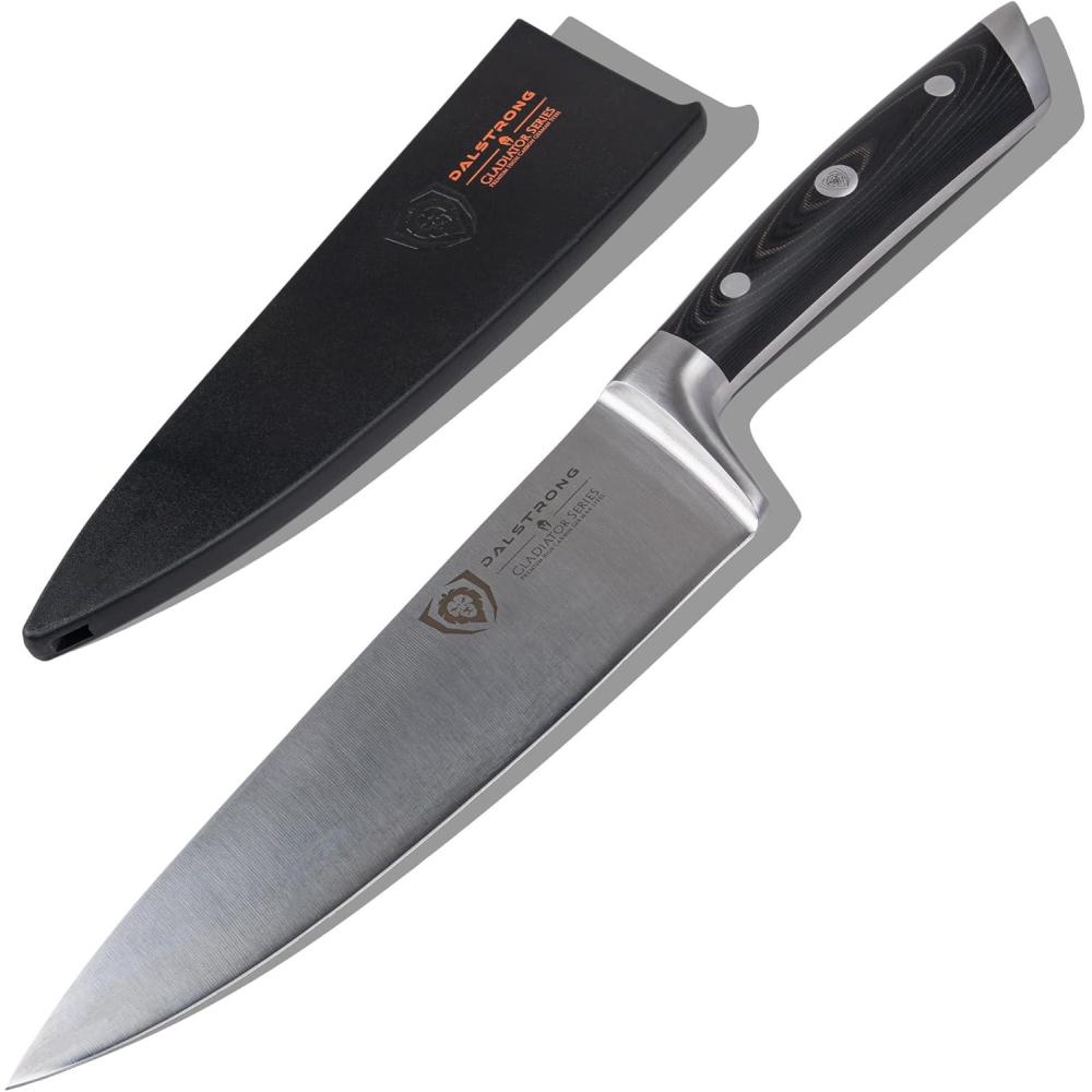 image:imageDalstrong Chef Knife 8 inch Blade Forged HC German Steel Chefs Knife Full Tang Black G10 Handle Gladiator Series ELITE Razor Sharp Kitchen Professional Sheath NSF CertifiedELITE Black