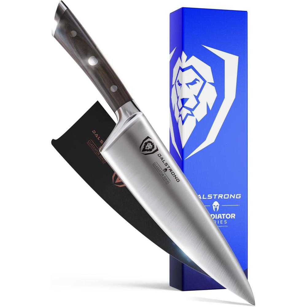 image:imageDalstrong Chef Knife  8 inch Blade  Forged HC German Steel Chefs Knife  Full Tang  Black G10 Handle  Gladiator Series ELITE  Razor Sharp Kitchen  Professional  Sheath  NSF CertifiedWood