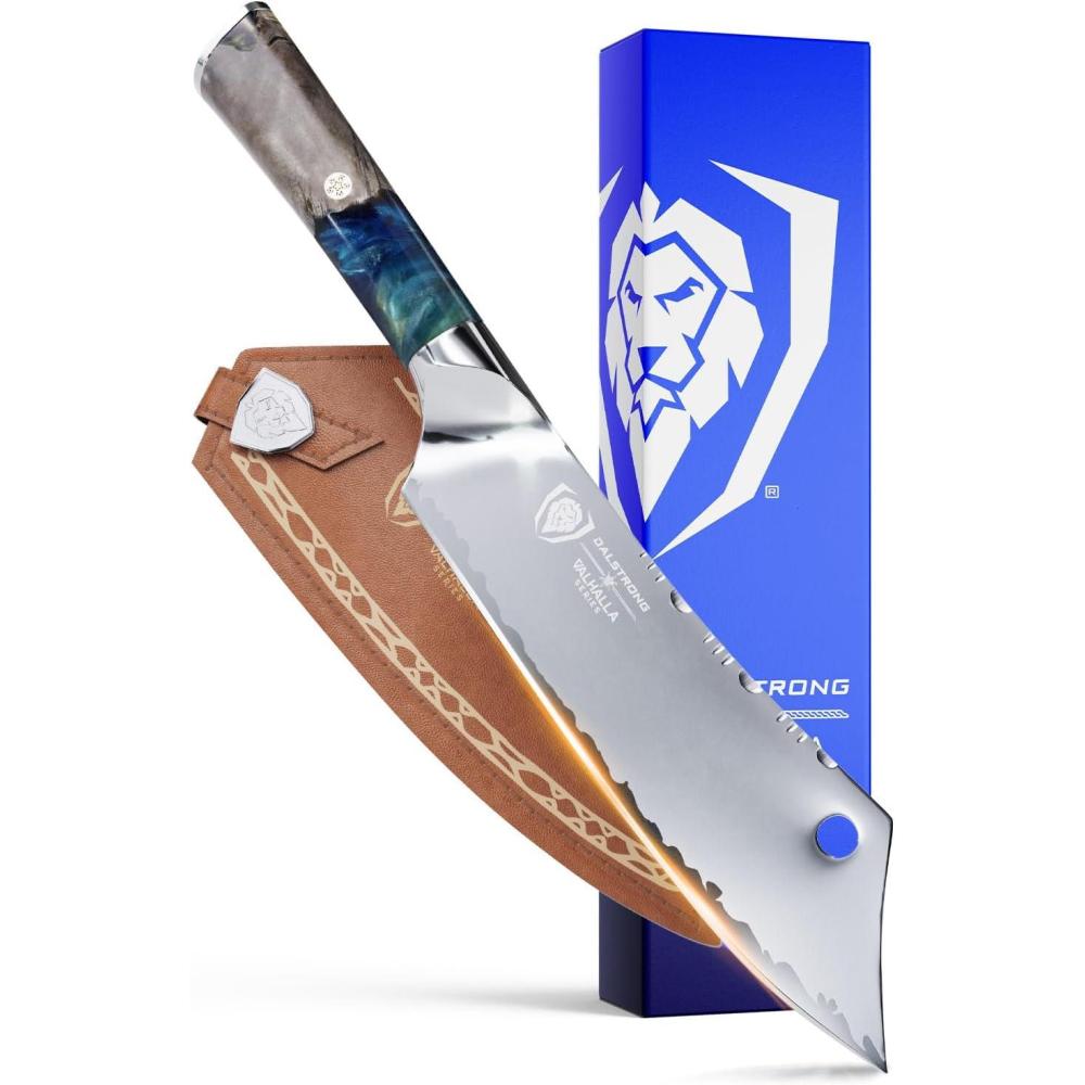 image:imageDalstrong Chef amp Cleaver Hybrid Knife The Crixus 8 inch Valhalla Series 9CR18MOV HC Steel Celestial Resin amp Wood Handle Razor Sharp Chefs Knife wLeather SheathCelestial