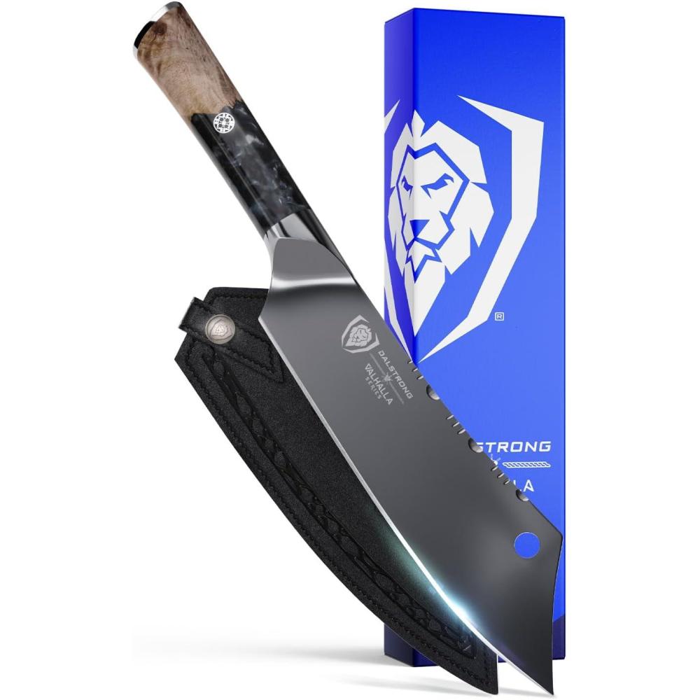 image:imageDalstrong Chef amp Cleaver Hybrid Knife The Crixus 8 inch Valhalla Series 9CR18MOV HC Steel Celestial Resin amp Wood Handle Razor Sharp Chefs Knife wLeather SheathBlack