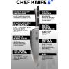 Dalstrong Chef Knife – 8 inch Blade – Forged HC German Steel Chef’s Knife – Full Tang – Black G10 Handle – Gladiator Series ELITE – Razor Sharp Kitchen – Professional – Sheath – NSF Certified(Wood)