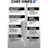 Dalstrong Chef Knife – 8 inch Blade – Forged HC German Steel Chef’s Knife – Full Tang – Black G10 Handle – Gladiator Series ELITE – Razor Sharp Kitchen – Professional – Sheath – NSF Certified(Glacial White)