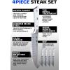 Dalstrong Non Serrated Steak Knives Set of 4-5 inch Straight Blade Steak Knife Set – Sheaths – Forged German Steel – Black G10 Handle – Gladiator Series Elite – Dinner Set – NSF Cuchillos para Carne(White)