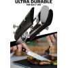 Dalstrong Non Serrated Steak Knives Set of 4-5 inch Straight Blade Steak Knife Set – Sheaths – Forged German Steel – Black G10 Handle – Gladiator Series Elite – Dinner Set – NSF Cuchillos para Carne(Black)