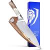 Dalstrong Chef Knife – 8 inch Blade – Premium 9CR18MOV HC Steel – Full Tang – Red Resin Handle – Chef’s Knife – Valhalla Series – Razor Sharp Kitchen – Professional Leatther Sheath(White Resin & Wood Handle)