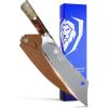 Dalstrong Chef & Cleaver Hybrid Knife – The ‘Crixus’ – 8 inch – Valhalla Series – 9CR18MOV HC Steel – Celestial Resin & Wood Handle – Razor Sharp Chef’s Knife – w/Leather Sheath(Red)