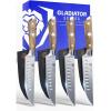Dalstrong Non Serrated Steak Knives Set of 4-5 inch Straight Blade Steak Knife Set – Sheaths – Forged German Steel – Black G10 Handle – Gladiator Series Elite – Dinner Set – NSF Cuchillos para Carne(Olive)