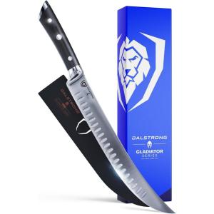 Dalstrong Butcher Knife 12 inch Carving Knife – Forged High-Carbon German Steel – Sheath – Gladiator Series Elite – Meat Cutting Brisket Knife – Razor Sharp Set Meat Kitchen Knife – NSF(10″)