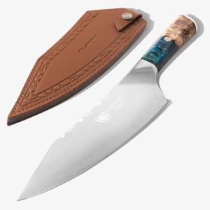 Dalstrong Chef Knife – 8 inch Blade – Premium 9CR18MOV HC Steel – Full Tang – Red Resin Handle – Chef’s Knife – Valhalla Series – Razor Sharp Kitchen – Professional Leatther Sheath(Celestial Resin & Wood Handle)