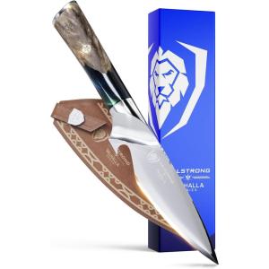 Dalstrong Fillet Knife – 6.5 inch – Valhalla Series – 9CR18MOV HC Steel – Celestial Resin & Wood Handle Gift Kitchen Knife – Meat Cutting, Carving, Bone, Deboning, Boning – Leather Sheath(6″ Piranha)