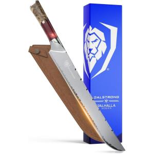 Dalstrong Slicing Knife – 12 Inch Slicer – Valhalla Series – 9CR18MOV HC Steel – Red Resin & Wood Handle – Razor Sharp – Carving, BBQ, Brisket – With Leather(Red)