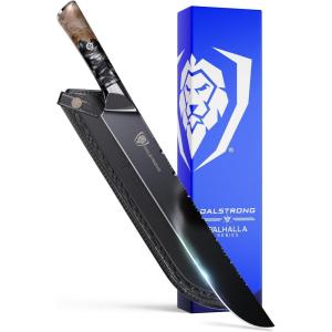 Dalstrong Slicing Knife – 12 Inch Slicer – Valhalla Series – 9CR18MOV HC Steel – Red Resin & Wood Handle – Razor Sharp – Carving, BBQ, Brisket – With Leather(Black)
